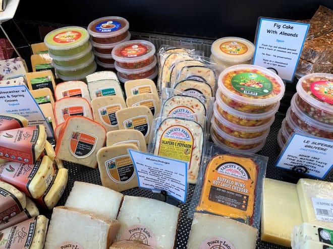 A selection or pre-packaged artisanal cheeses from around the world at Island Cheese Company, Marco Island.