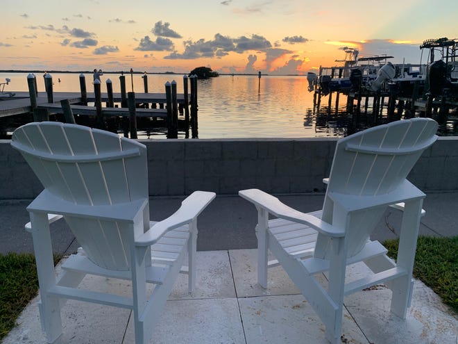 Sunset is a magical time of day at Tarpon Lodge on Pine Island. The property sits on 32 acres overlooking Pine Island Sound.