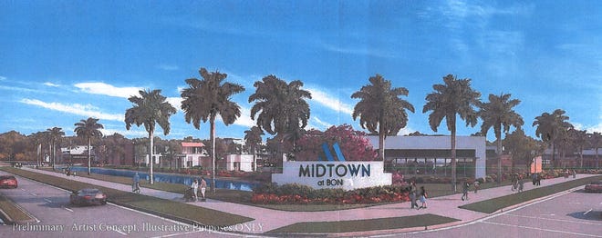 A rendering of Midtown at Bonita, an approved mixed-use project to be built at the northwest corner of Bonita Beach Road and Bonita Grande Drive.