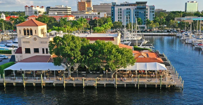 Pier 22, foreground, is on the Manatee River in downtown Bradenton. Oak & Stone occupies part of the first floor and the rooftop of the The Spring Hill Suites hotel, seen back right.