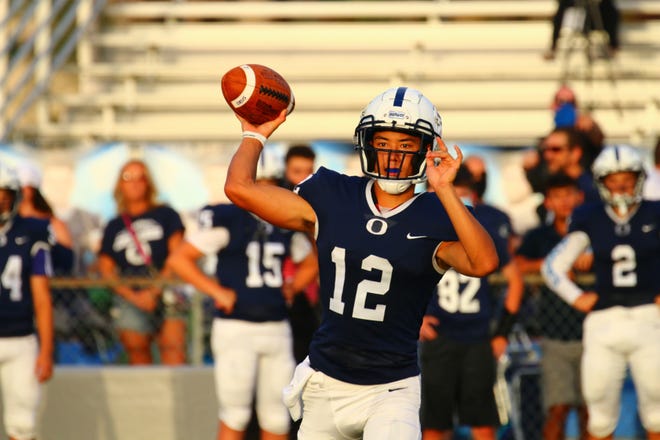 Oasis quarterback Toby Kellner throws the ball as the Sharks defeated Marco Island Academy during their opening game of the season with a final score of 35-14 Friday, September 4, 2020.