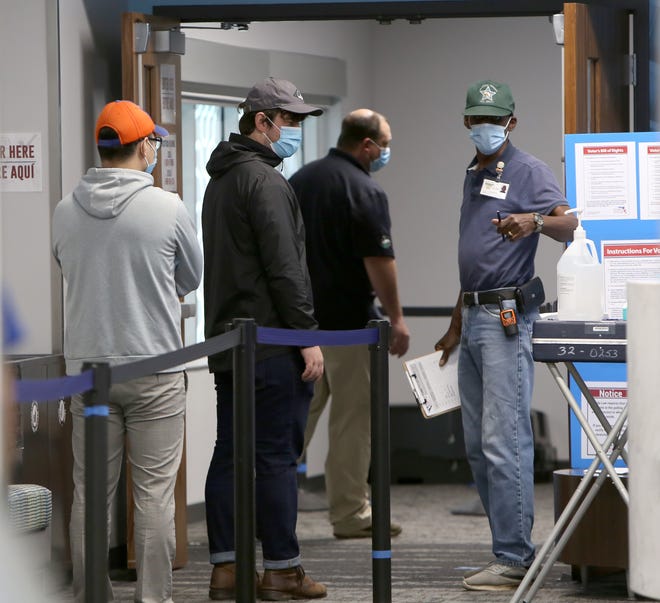 Residents in the early voting location at the Reitz Union on the University of Florida campus in Gainesville Fla., Oct. 19, 2020. Alachua County has six early voting locations that are open daily 9am to 6pm.