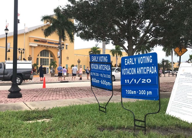 Early voting began Monday, Oct. 19, 2020 in St. Lucie County. Voters lined up at the MidFlorida Event Center beginning at 8 a.m. to vote.