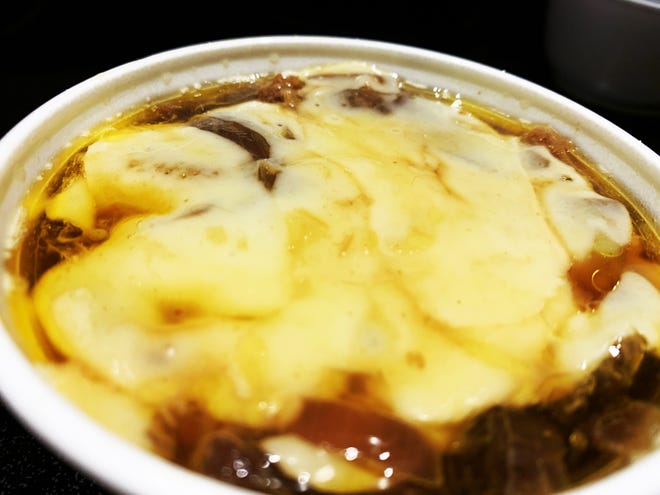 Baked French onion soup from Kretch’s Restaurant, Marco Island.