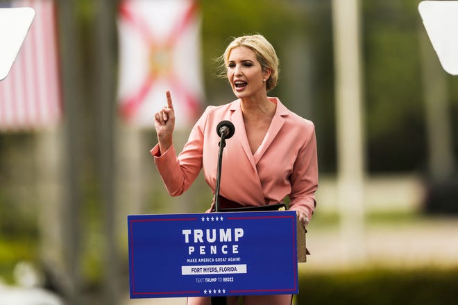 Ivanka Trump speaks at Top Rocker Field at Six Bends Harley Davidson in Fort Myers on Wednesday, Oct. 21, 2020 during the early voting period. Lee County voters had until 6 p. m., Saturday, Oct. 31 to vote early. See more photos .
