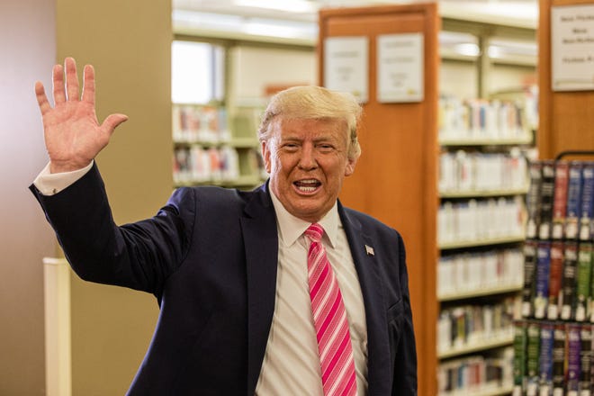 President Donald J. Trump cast an early ballot for the 2020 presidential election at the main branch of the Palm Beach County library on Summit Blvd. in West Palm Beach, Saturday October 24, 2020. When asked who he voted for, the President replied, “Some guy named Trump.”