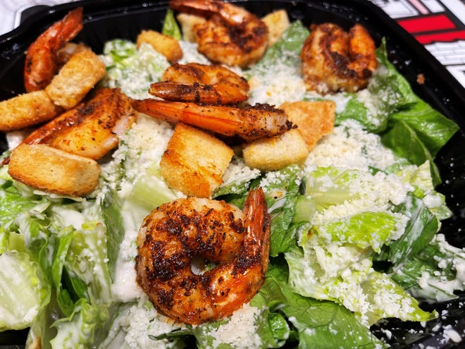 Caesar salad with blackened shrimp from The Speakeasy, Marco Island.