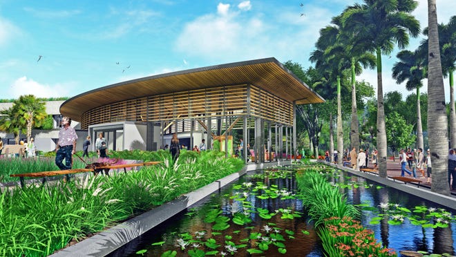 A rendering of the proposed design for the new welcome center at Marie Selby Gardens.