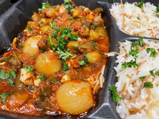 Rachidâ€™s okra stew from Kareemâ€™s Lebanese Kitchen, East Naples.