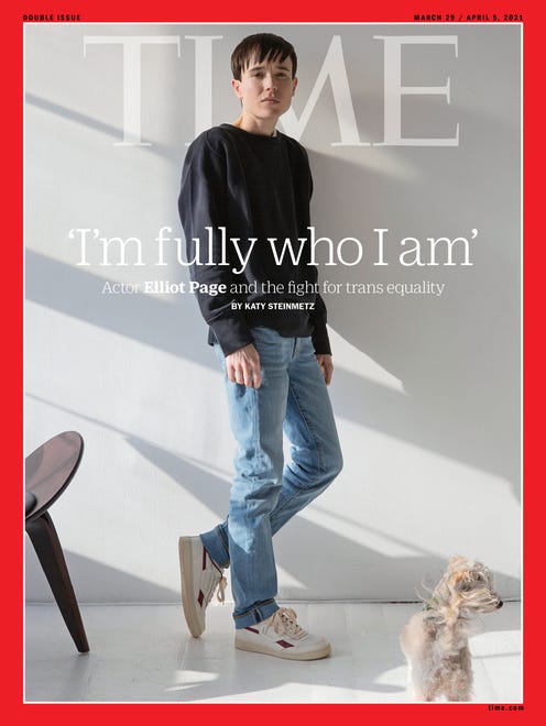 Page also appeared on the cover of Time magazine, becoming the first transgender man to do so, and talked to the outlet about finding himself during the COVID-19 pandemic. “ I had a lot of time on my own to really focus on things that I think, in so many ways, unconsciously, I was avoiding, " he said. " I was finally able to embrace being transgender and letting myself fully become who I am.