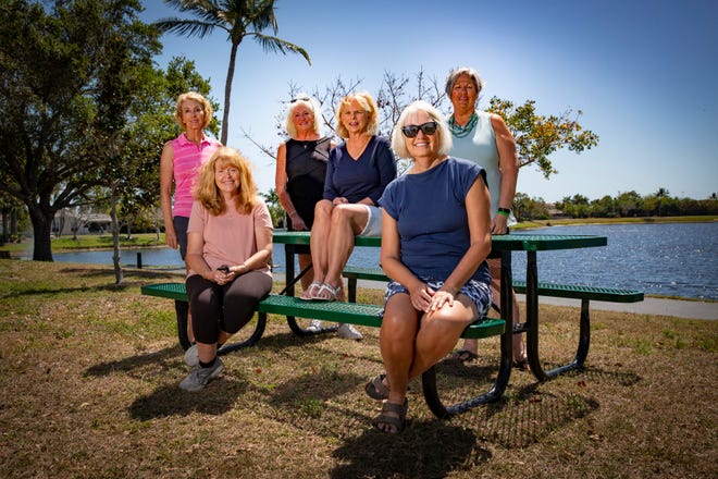 Marco Patriots volunteers from left, Sandy Fuhrmann, Kathy Rysak, Sherie Tuohy, Mary Bart, Nancy Bethel, and Susan Revall pose for a portrait, Wednesday, March 17, 2021, at Frank E. Mackle Community Park on Marco Island. Marco Patriots have booked over 500 COVID-19 vaccine appointments for the elderly since late January.