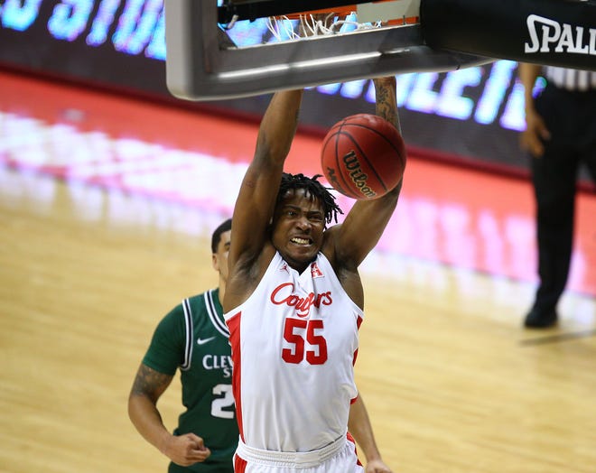 First round: Houston forward Brison Gresham dunks against Cleveland State during the first half of their game at Simon Skjodt Assembly Hall. The Cougars won 87-56.