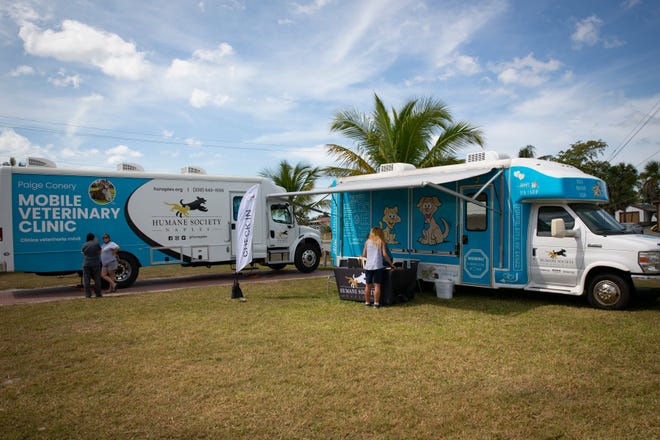 The Humane Society of Naples' mobile veterinarian clinic is pictured on April 7, 2021, as they make their weekly stop to Everglades City  providing service for local pet owners.
