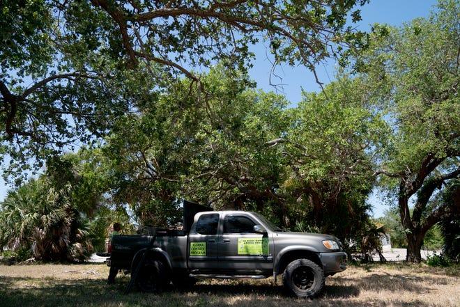 Alfredo Fermin parks his truck in an empty lot where he regularly sees iguanas on Marco Island on Thursday, April 8, 2021.