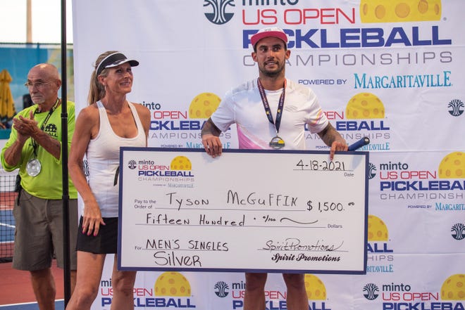 The U.S. Open Pickleball Championships opened 2021 tournament play on Sunday, April 18 at East Naples Community Park after a year hiatus due to the coronavirus pandemic. Tyson McGuffin finished second in the Men's Pro Division Final.
