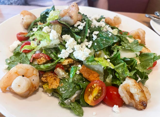 The Mediterranean shrimp salad from Cooper’s Hawk Winery & Restaurant in North Naples.