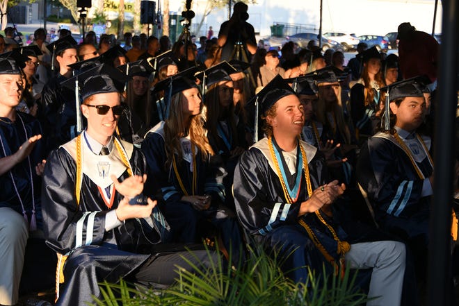 Co-valedictiorians Kevin Barry, left, and Johnathan Watt. Marco Island Academy graduated its senior class Friday evening in a commencement ceremony at Veterans' Community Park.