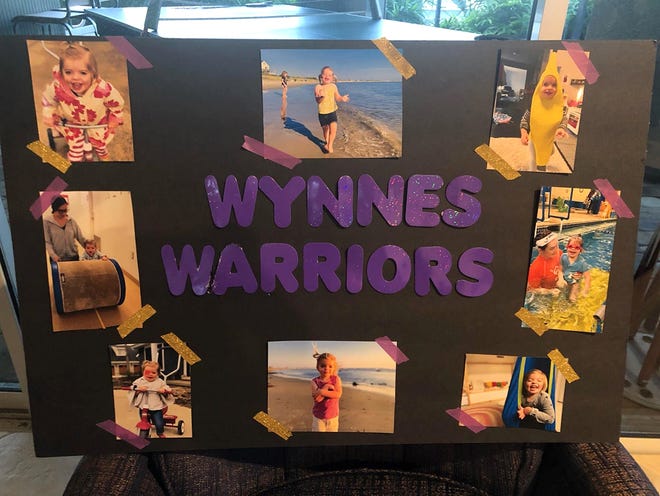 A placard made by the club. Members of Marco Island Academy's Key Club raised funds to help three-year-old Wynne Lockwood, who suffers from a rare disease.