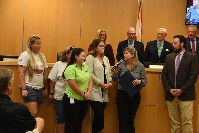 SamantTha Malloy speaks after City Council chair Jared Grifoni declares July Parks and Recreation Month on Marco. The Marco Island City Council met in a lengthy series of meetings July 19 at the council chambers.
