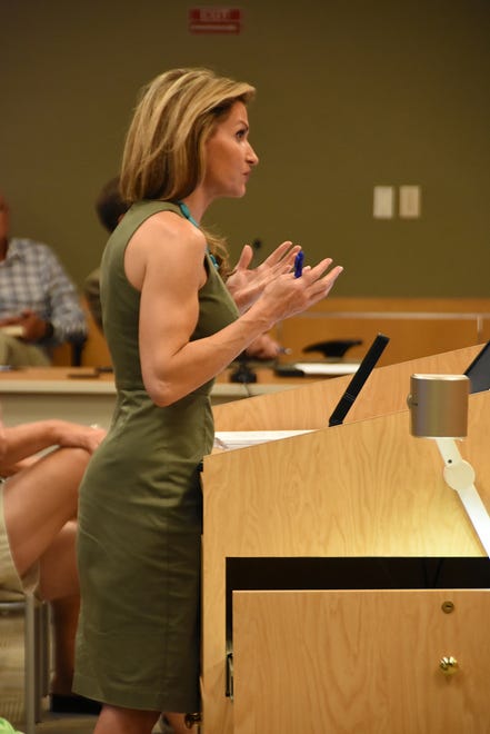 Alexis Crespo, senior vice president of Waldrop Engineering, speaks to council about the comprehensive plan. The Marco Island City Council met in a lengthy series of meetings July 19 at the council chambers.
