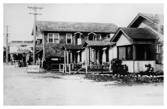 This circa 1928 photograph of First Street in Neptune Beach showing Jensen's Market and the site of what later became Pete's Bar. The photo is one of several in the Neptune Beach history exhibit now at the Beaches Branch Library.