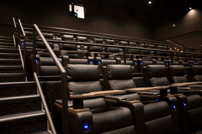 A theater at CMX CinéBistro photographed, Monday, Sept. 27, 2021, at the Coastland Center, in Naples, Fla.

CMX CinéBistro is an upscale dining and movie experience and its grand opening is on Oct. 1.