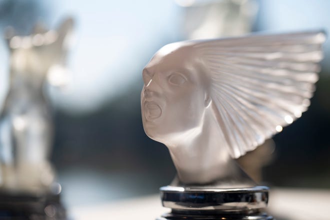 A ‘Victoire, Lalique, 1928,’ mascot, a part of Jon Zoler’s hood ornament collection photographed, Monday, Feb. 7, 2022, at Revs Institute in Naples, Fla.

Zoler has one of the biggest collections of hood ornaments in the world, and among them are rare glass hood ornaments that are in an exhibition at Revs Institute in Naples, Fla.