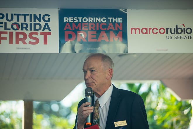Jupiter Mayor Jim Kuretski speaks during an event for Senator Marco Rubio's re-election campaign held at the Sims House on Thursday, October 27, 2022, in Jupiter, FL.